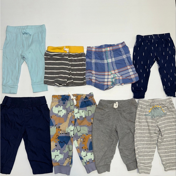 Baby Boy Lot of 8 bottoms Pants Shorts Most 9 Months, 1 6 months Clothing Bundle - Picture 1 of 14